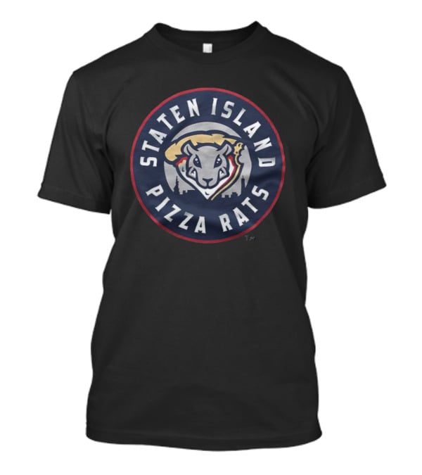 Staten Island Pizza Rats Circular Emblem With Rat And City Skyline T-Shirt