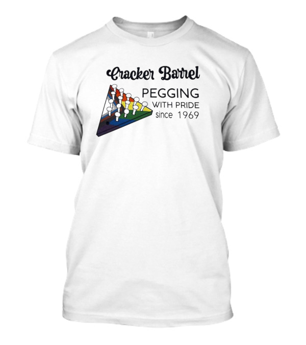 Cracker Barrel Pegging With Pride Since 1969 Rainbow Triangle T-Shirt