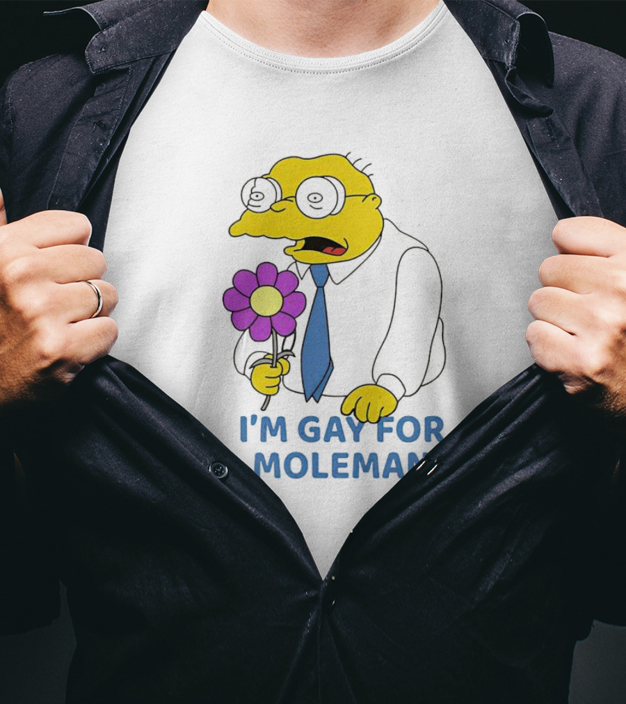 I'm Gay For Moleman Holding Purple Flower T-Shirt