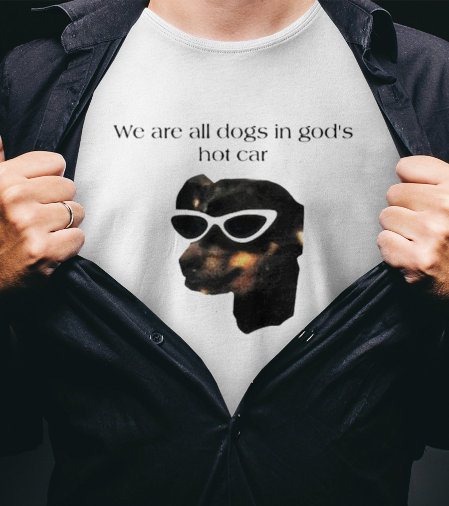 We Are All Dogs In God's Hot Car Sunglasses Canine T-Shirt