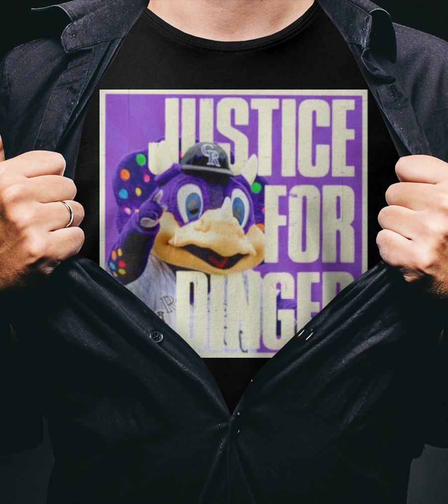 Colorado Rockies Justice For Dinger DNVR Rockies Podcast T-Shirt