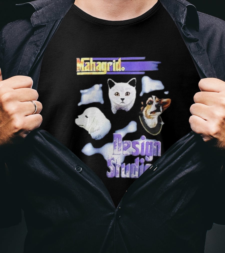 Mahagrid Design Studio Dog And Cat Trio T-Shirt