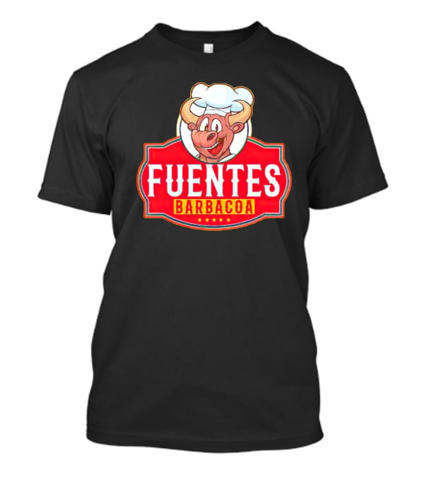 Fuentes Barbacoa Chef Cow Logo On Red Badge T-Shirt