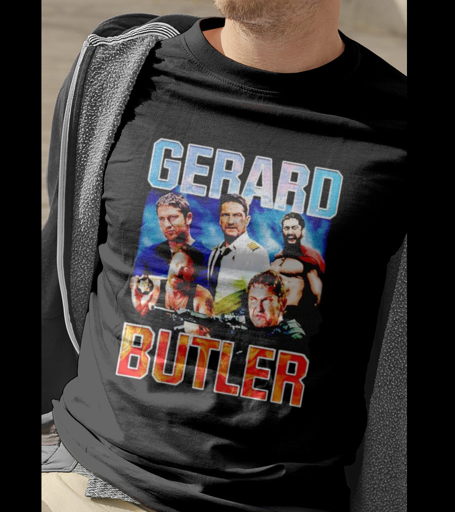 Gerard Butler Collage Black T-Shirt