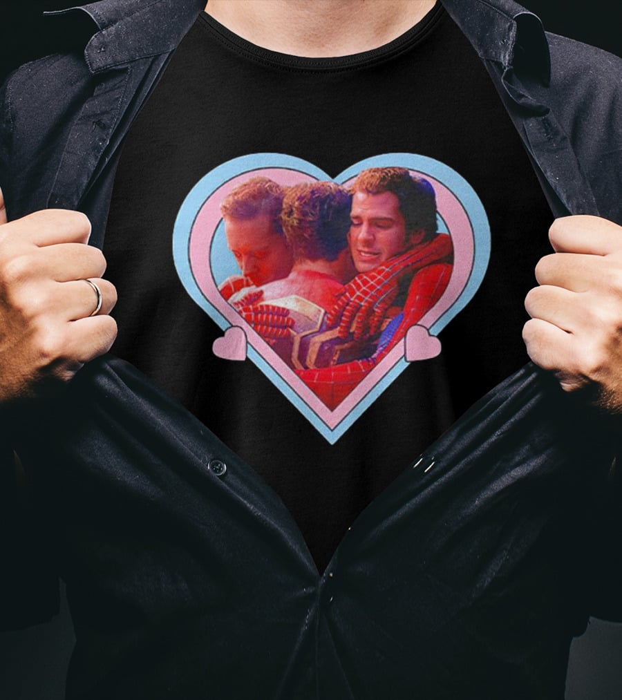 Spiderman No Way Home Trio Heart Hugging Scene T-Shirt