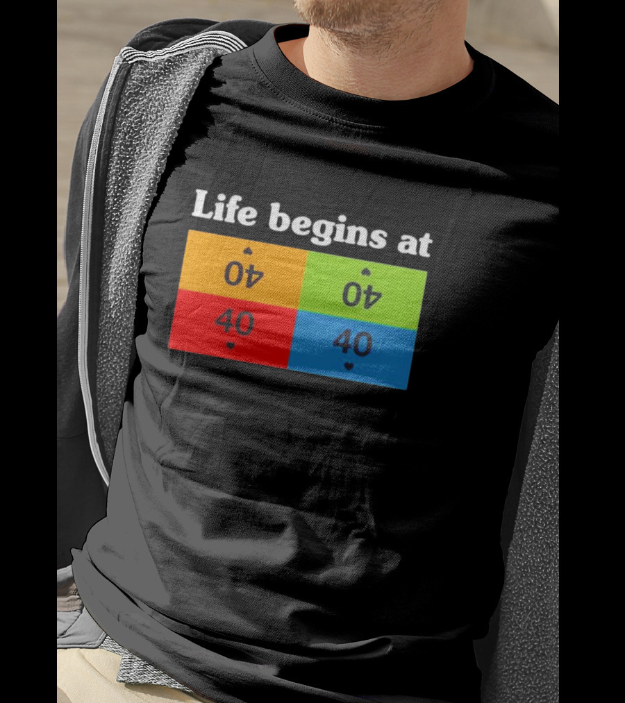 Life Begins At 40 Colorful Playing Card Symbols T-Shirt