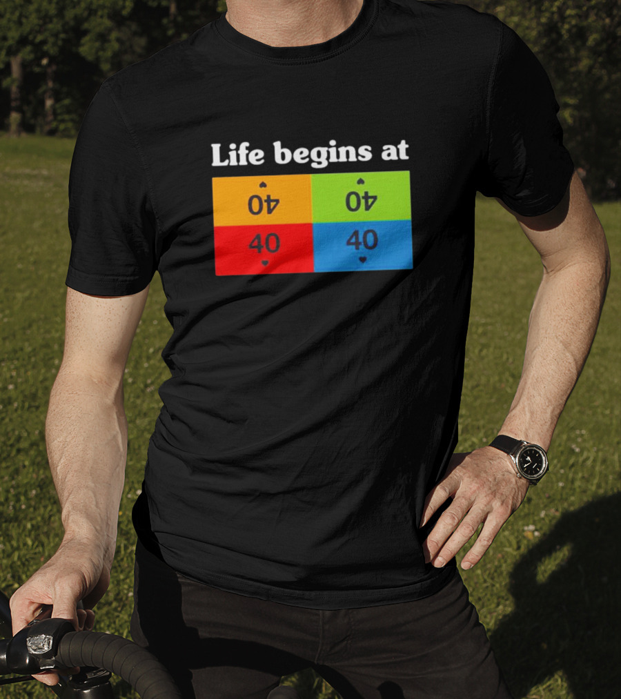 Life Begins At 40 Colorful Playing Card Symbols T-Shirt
