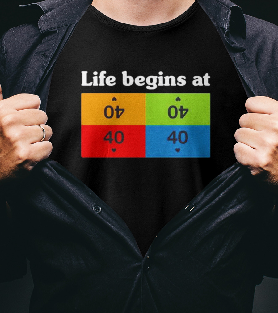Life Begins At 40 Colorful Playing Card Symbols T-Shirt