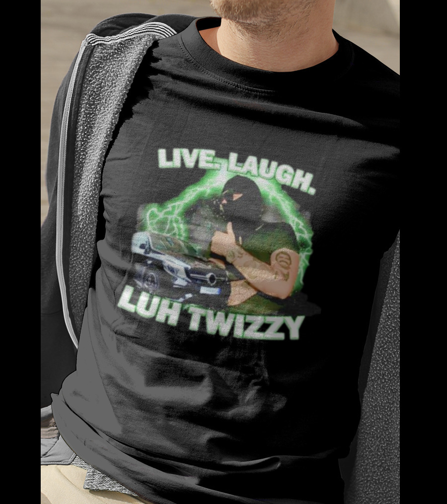 Live Laugh Luh Twizzy Car Masked Lightning Background T-Shirt