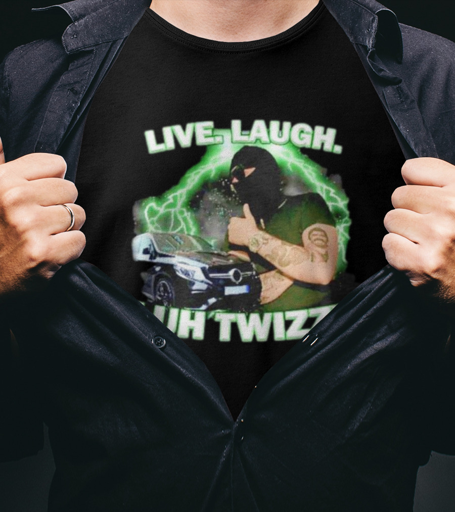 Live Laugh Luh Twizzy Car Masked Lightning Background T-Shirt