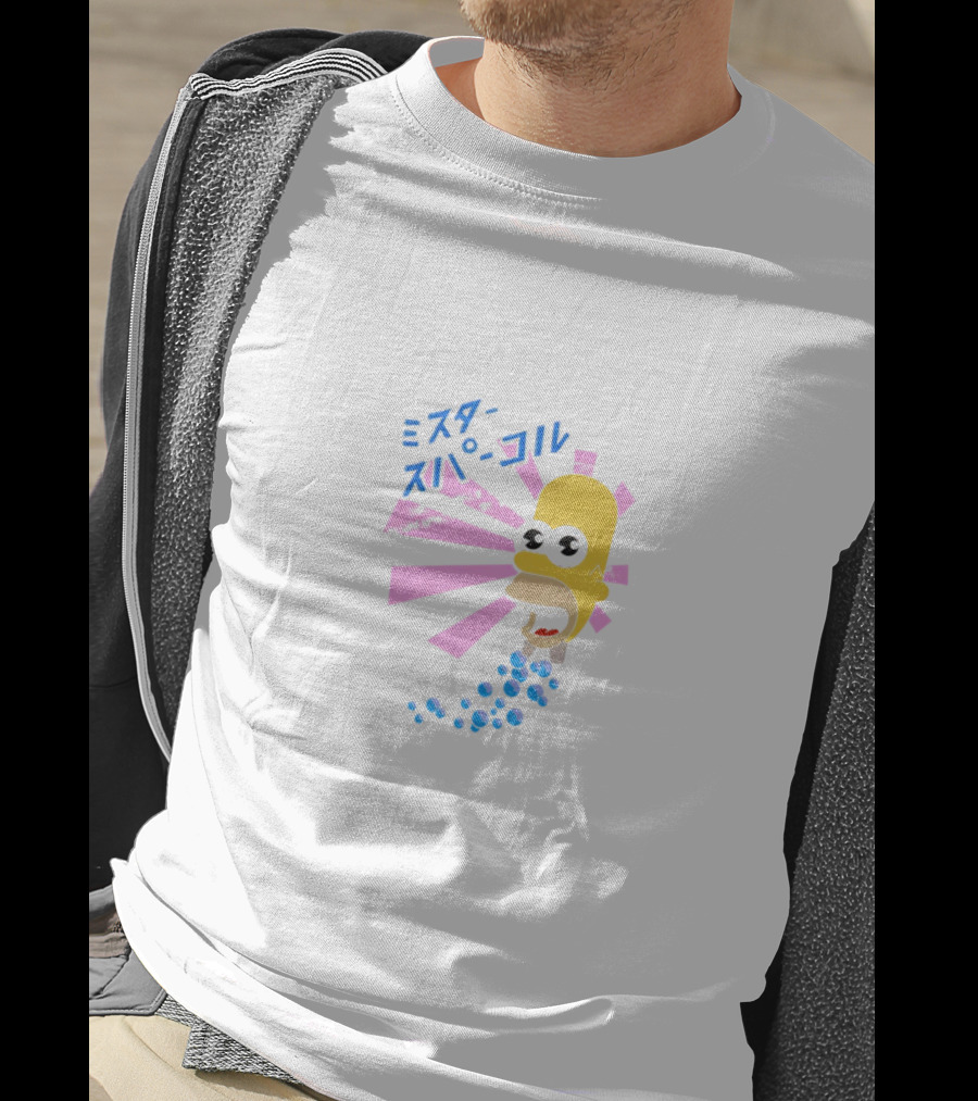 Mr. Sparkle Simpsons Japanese Typography Homer Head Pink Beams Blue Bubbles T-Shirt