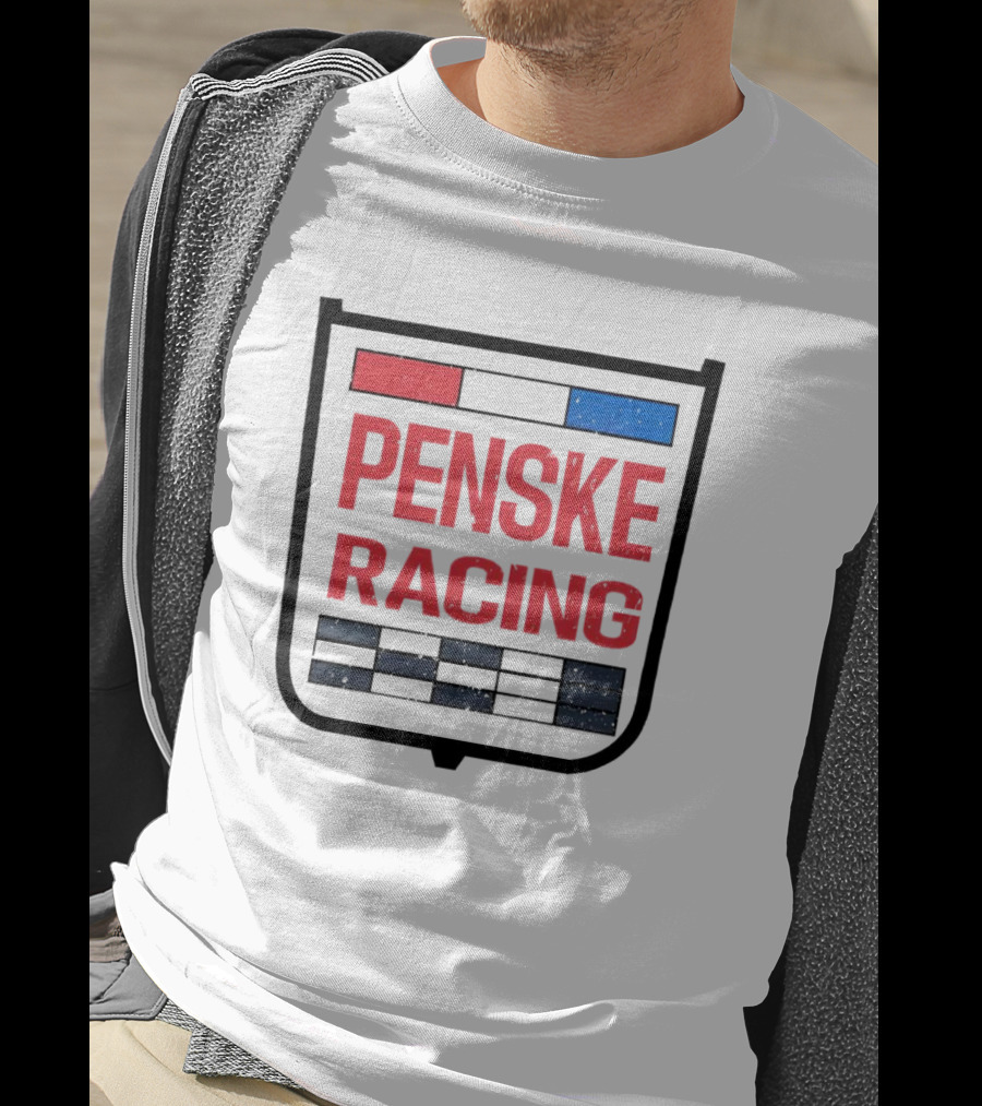 Penske Racing Red Blue Distressed Shield Emblem T-Shirt