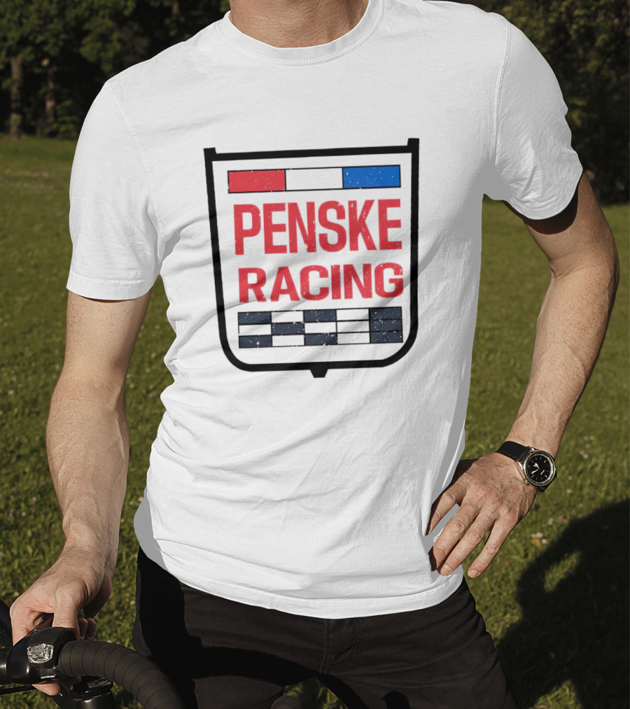 Penske Racing Red Blue Distressed Shield Emblem T-Shirt