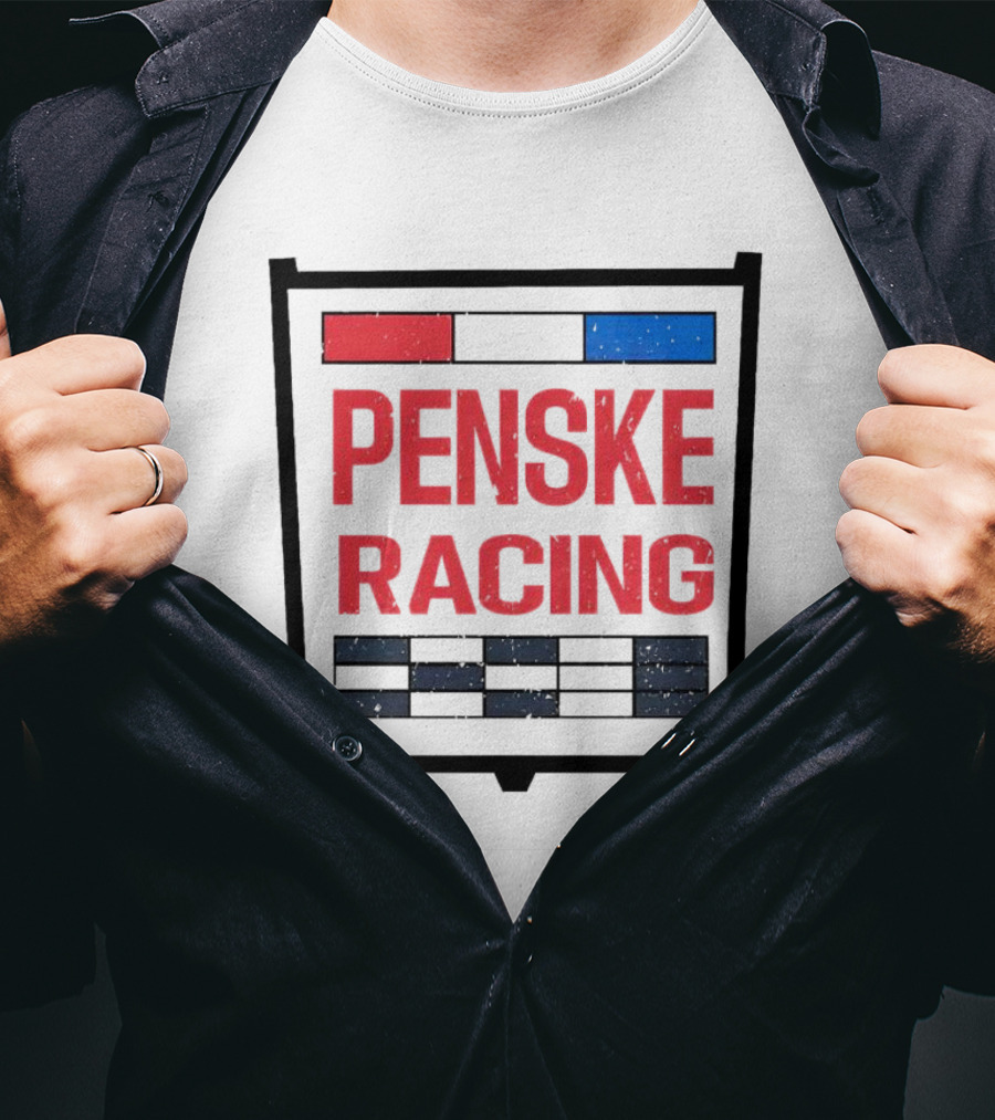 Penske Racing Red Blue Distressed Shield Emblem T-Shirt