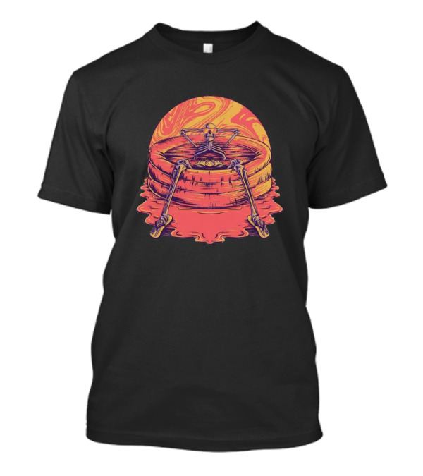 Skeleton Relaxing In Vibrant Psychedelic Kiddie Pool T-Shirt