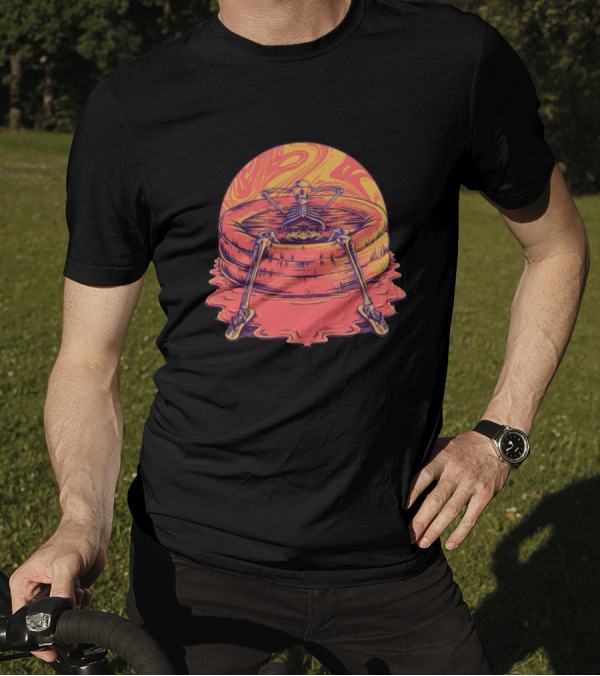 Skeleton Relaxing In Vibrant Psychedelic Kiddie Pool T-Shirt