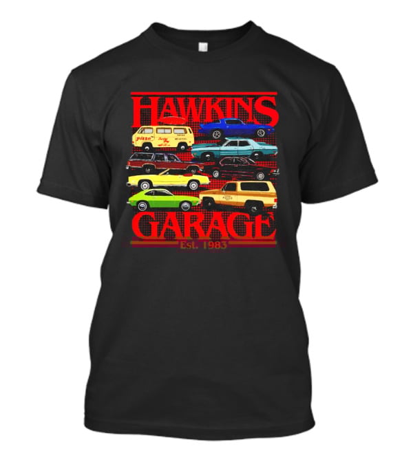 Hawkins Garage Stranger Things Vintage Cars Pizza Van Est. 1983 T-Shirt