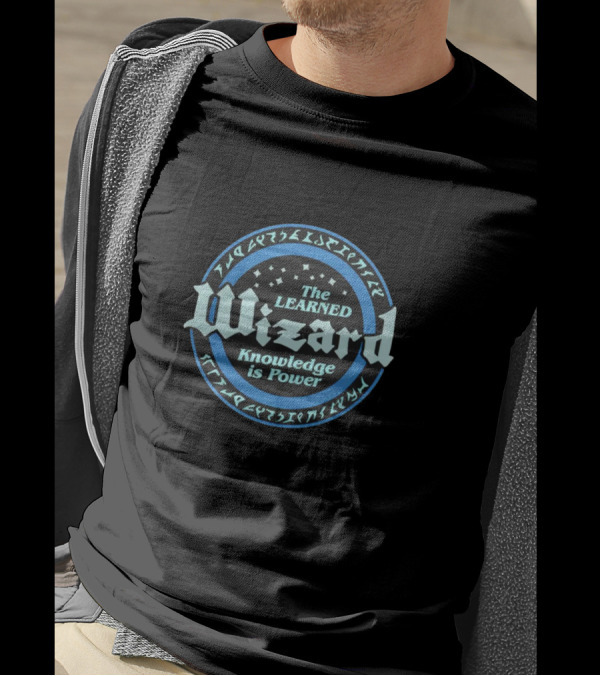 The Learned Wizard Knowledge Is Power Magic Runes Circle T-Shirt