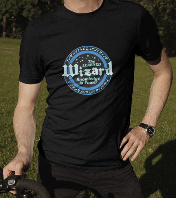 The Learned Wizard Knowledge Is Power Magic Runes Circle T-Shirt