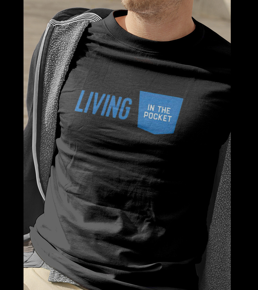 Aaron Donald 99 Living In The Pocket Blue Text T-Shirt