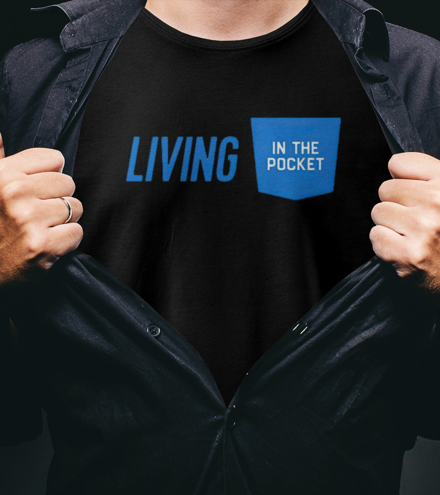 Aaron Donald 99 Living In The Pocket Blue Text T-Shirt