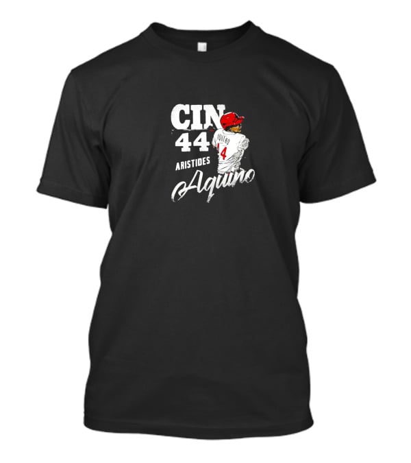 CIN 44 Aristides Aquino Cincinnati Reds Baseball Action Pose T-Shirt