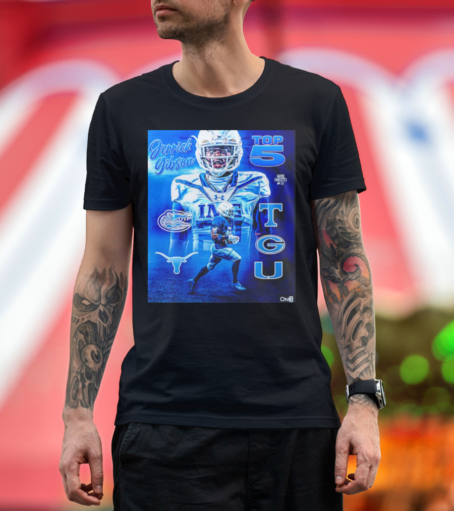 Jerrick Gibson Top 5 Schools with TCU and Florida Gators Football T-Shirt
