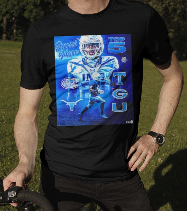 Jerrick Gibson Top 5 Schools With TCU And Florida Gators Football T-Shirt
