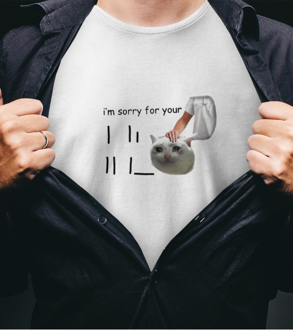 I'm Sorry For Your Loss Meme Crying Cat Being Comforted T-Shirt