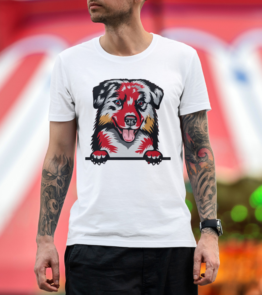 Dog Australian Shepherd Colorful T-Shirt