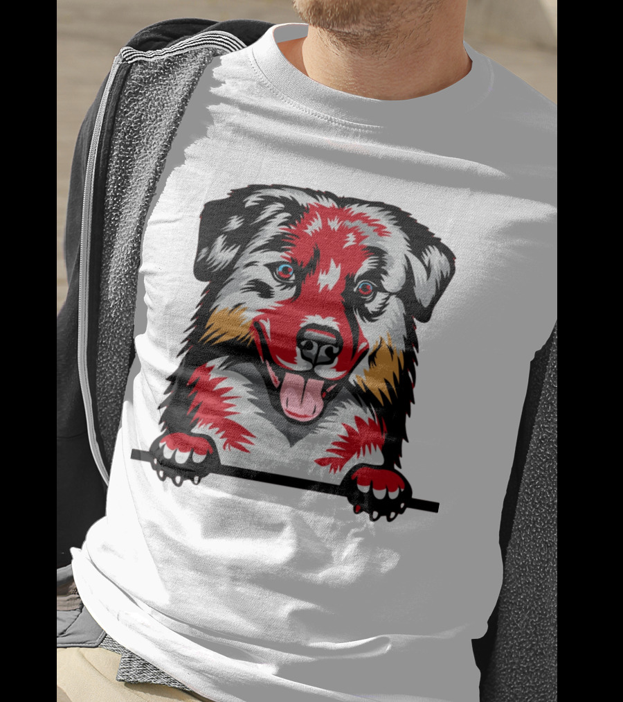 Dog Australian Shepherd Colorful T-Shirt