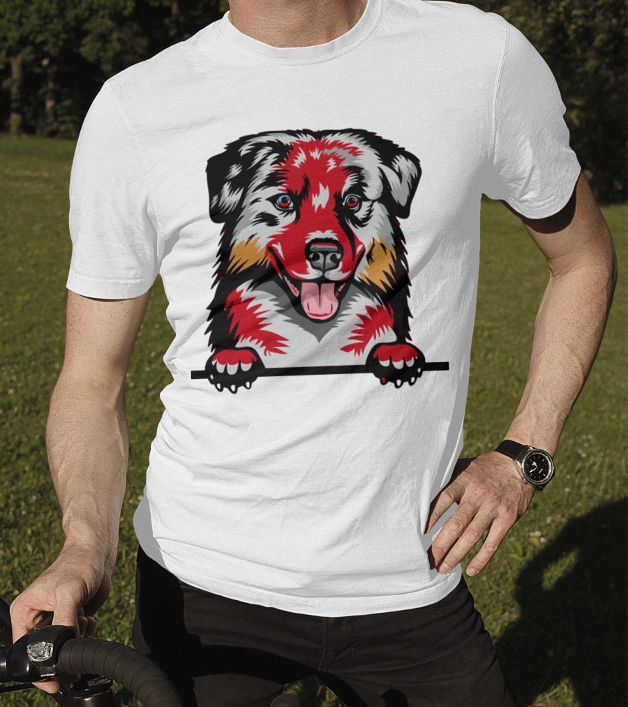 Dog Australian Shepherd Colorful T-Shirt