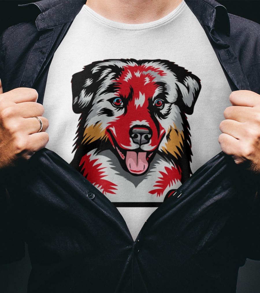 Dog Australian Shepherd Colorful T-Shirt