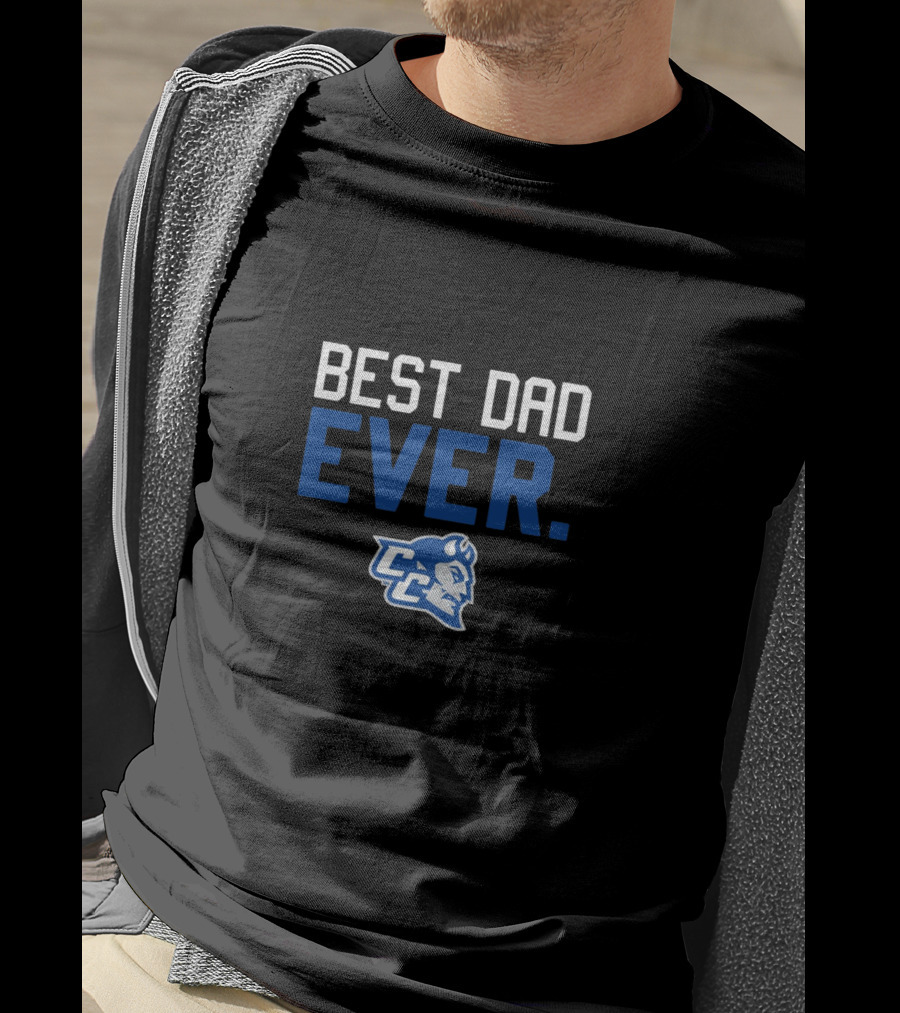 Best Dad Ever Central Conn CC Blue Devils T-Shirt