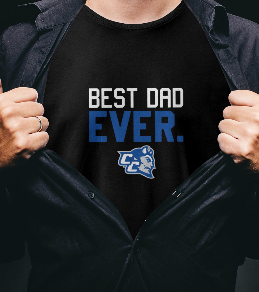Best Dad Ever Central Conn CC Blue Devils T-Shirt