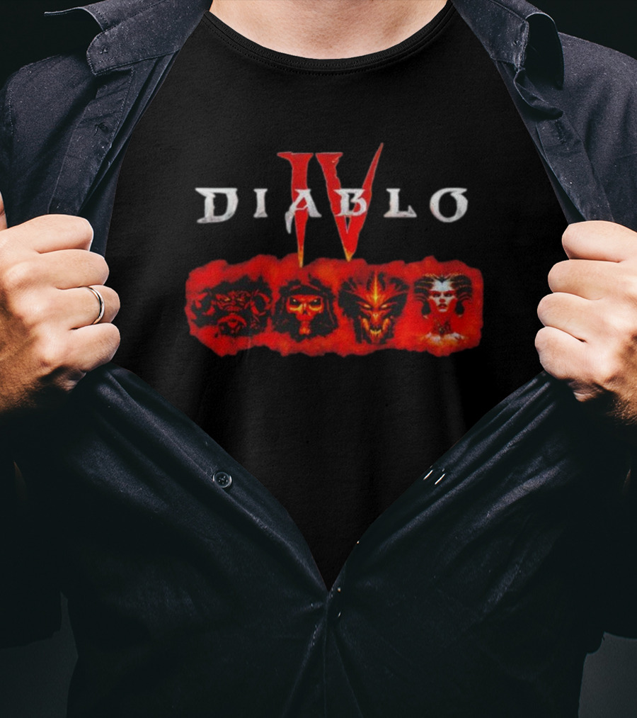 Diablo IV Villain Characters Red Faces T-Shirt
