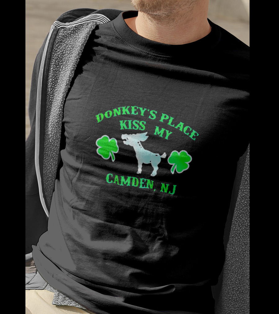 Donkey's Place Kiss My Camden NJ St. Patrick's Day Shamrocks T-Shirt