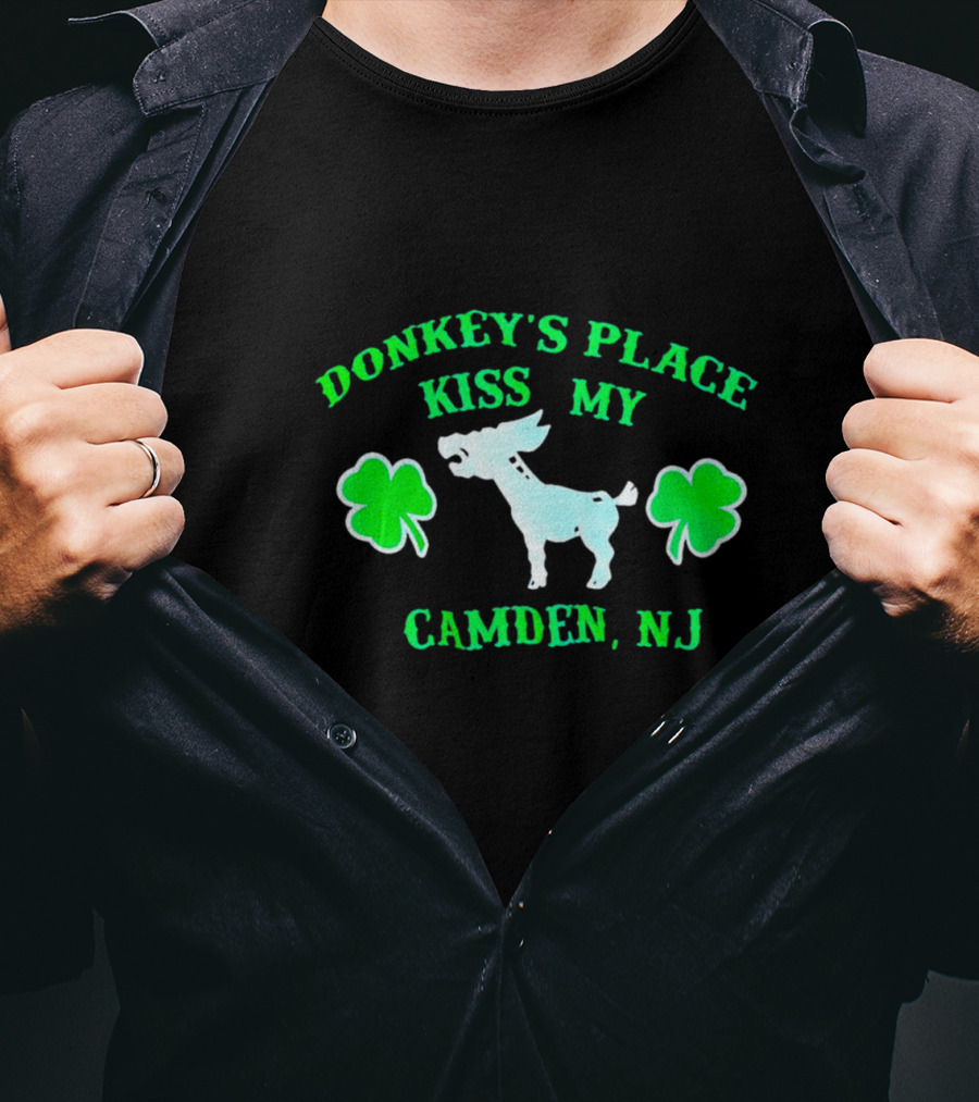 Donkey's Place Kiss My Camden NJ St. Patrick's Day Shamrocks T-Shirt
