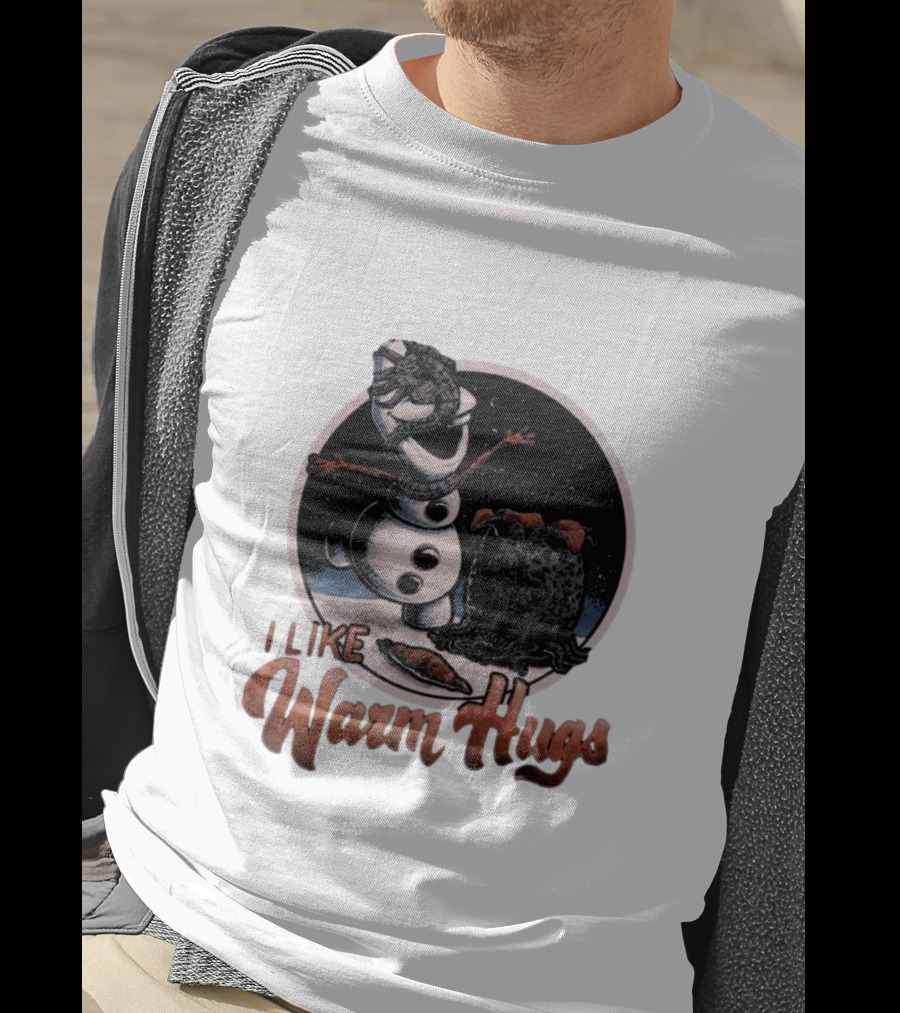 I Like Warm Hugs Alien Snowman Hugging Alien Creature T-Shirt