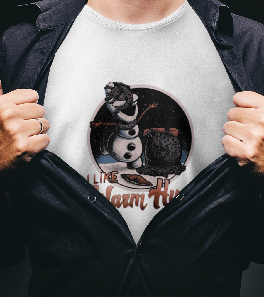 I Like Warm Hugs Alien Snowman Hugging Alien Creature T-Shirt