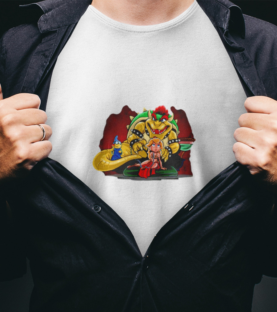 Bowser The Hutt Mario Bros Crossover With Princess Peach And Wizard Koopa T-Shirt