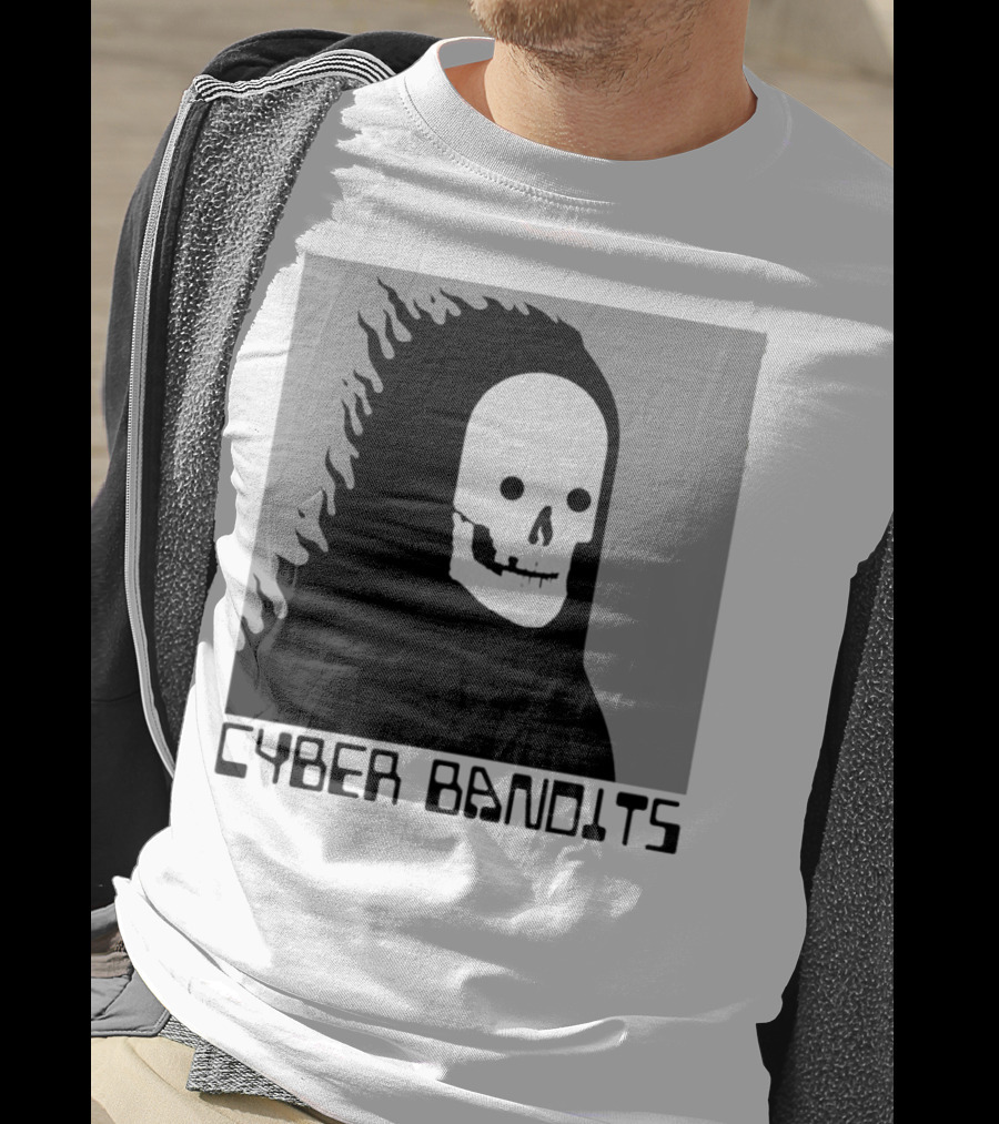 Flaming Reaper Cyber Bandits Skull T-Shirt