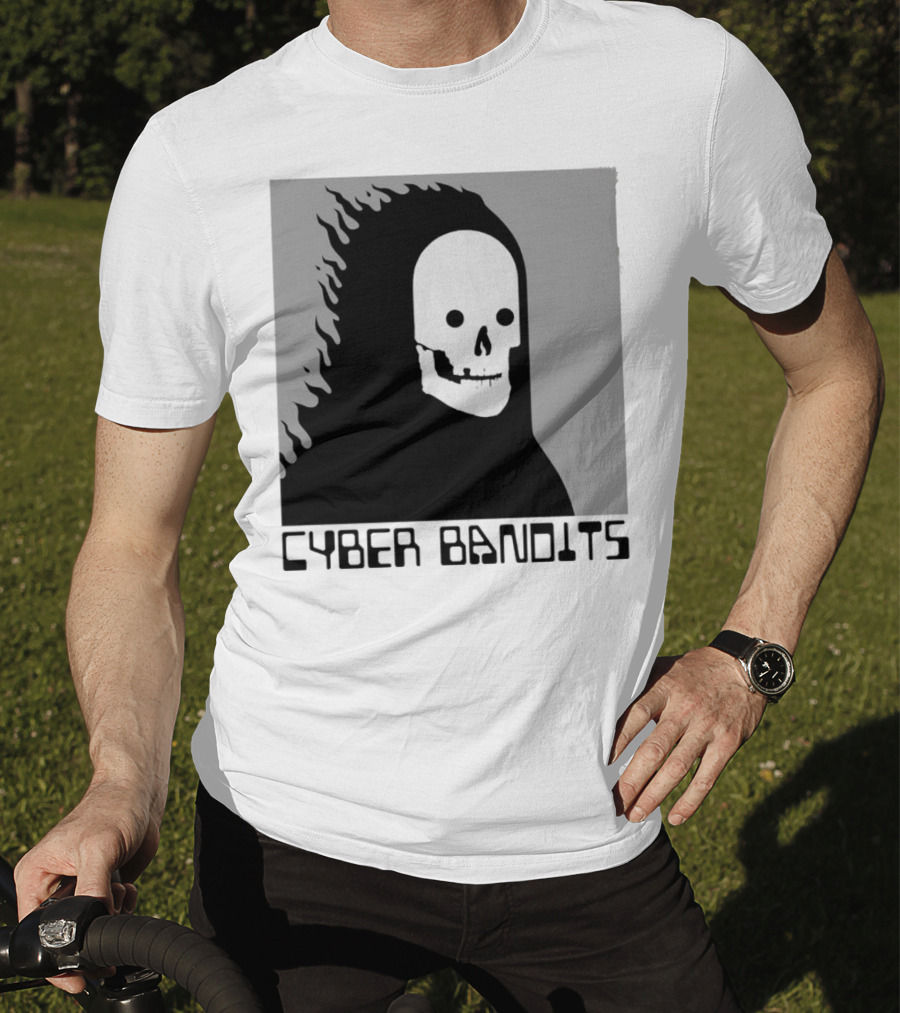 Flaming Reaper Cyber Bandits Skull T-Shirt