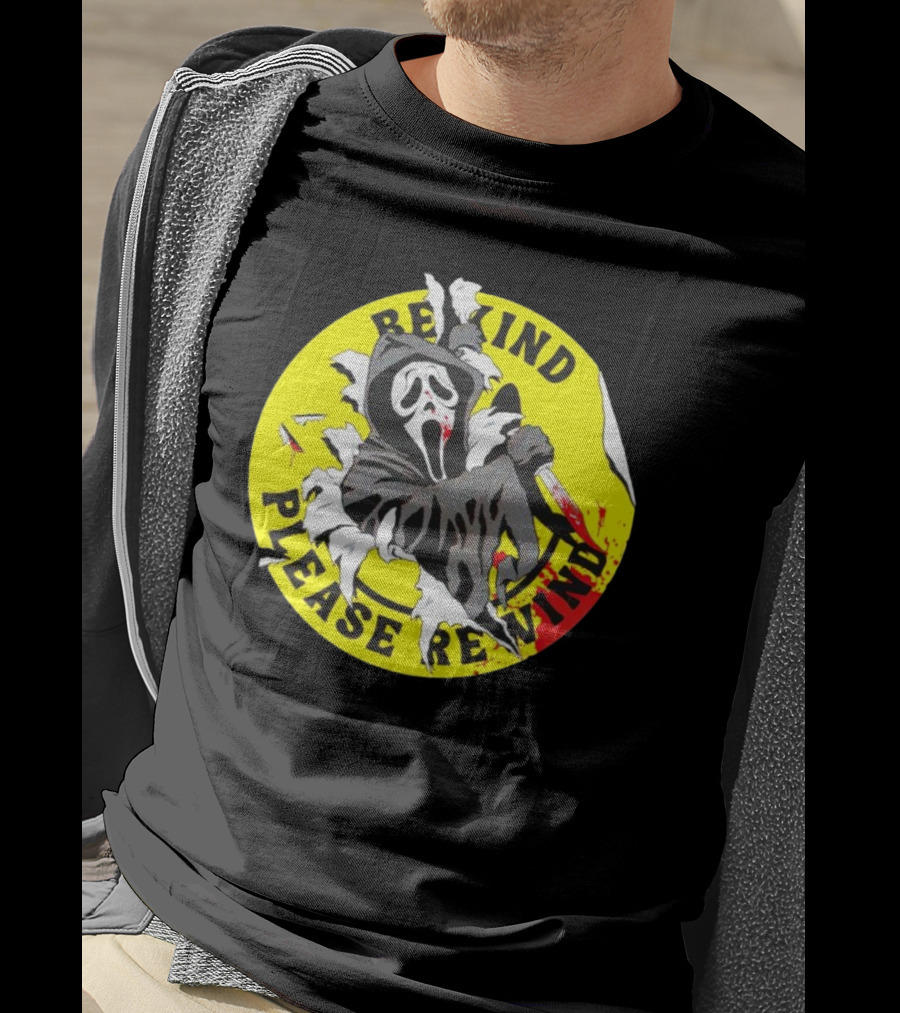 Rewind Please Rewind Ghost Face Iconic T-Shirt