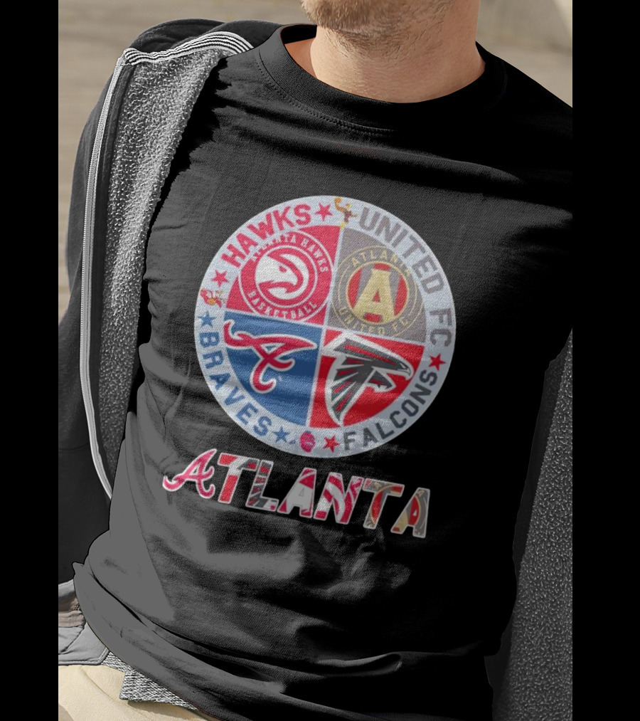 Atlanta Hawks United FC Falcons Braves Logo Mashup T-Shirt