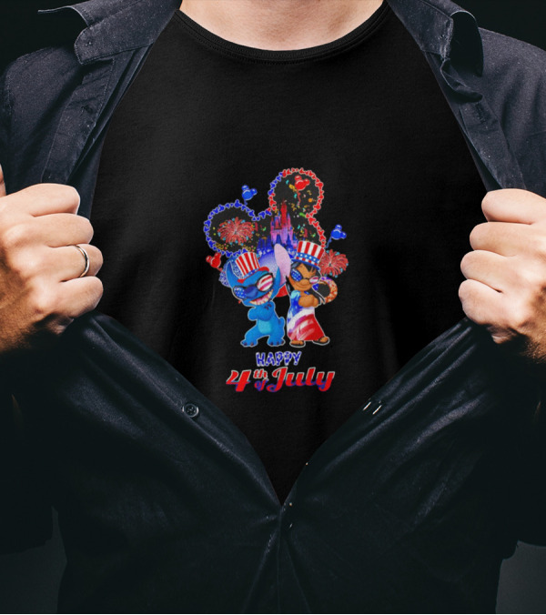 Lilo And Stitch Happy 4th Of July Fireworks And Castle T-Shirt