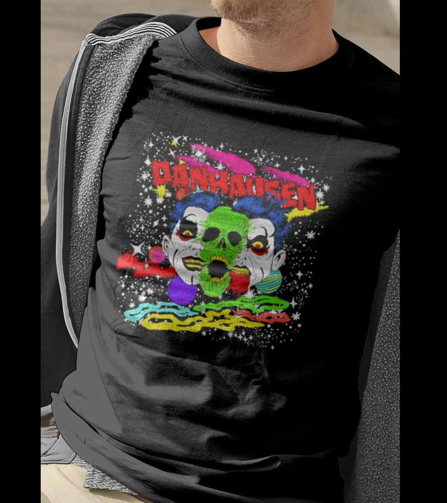 Danhausen Cosmic Skull Faces Colorful Space T-Shirt