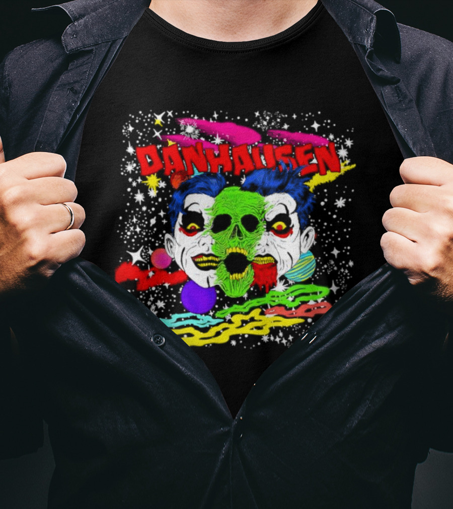 Danhausen Cosmic Skull Faces Colorful Space T-Shirt