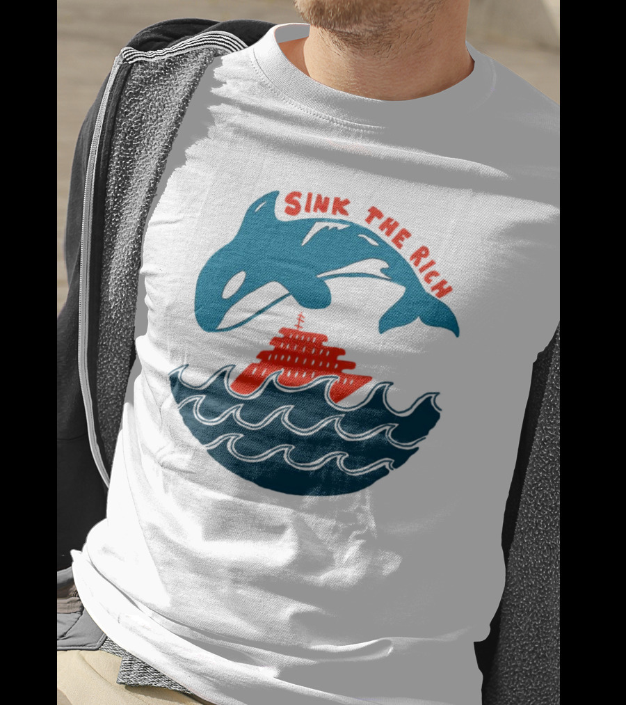 SINK THE RICH Orca And Yacht Sea Scene T-Shirt
