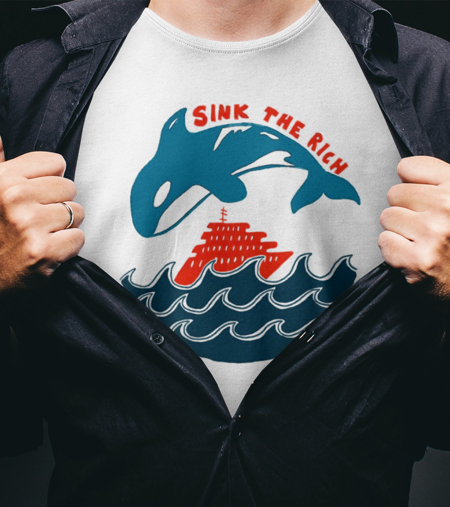 SINK THE RICH Orca And Yacht Sea Scene T-Shirt